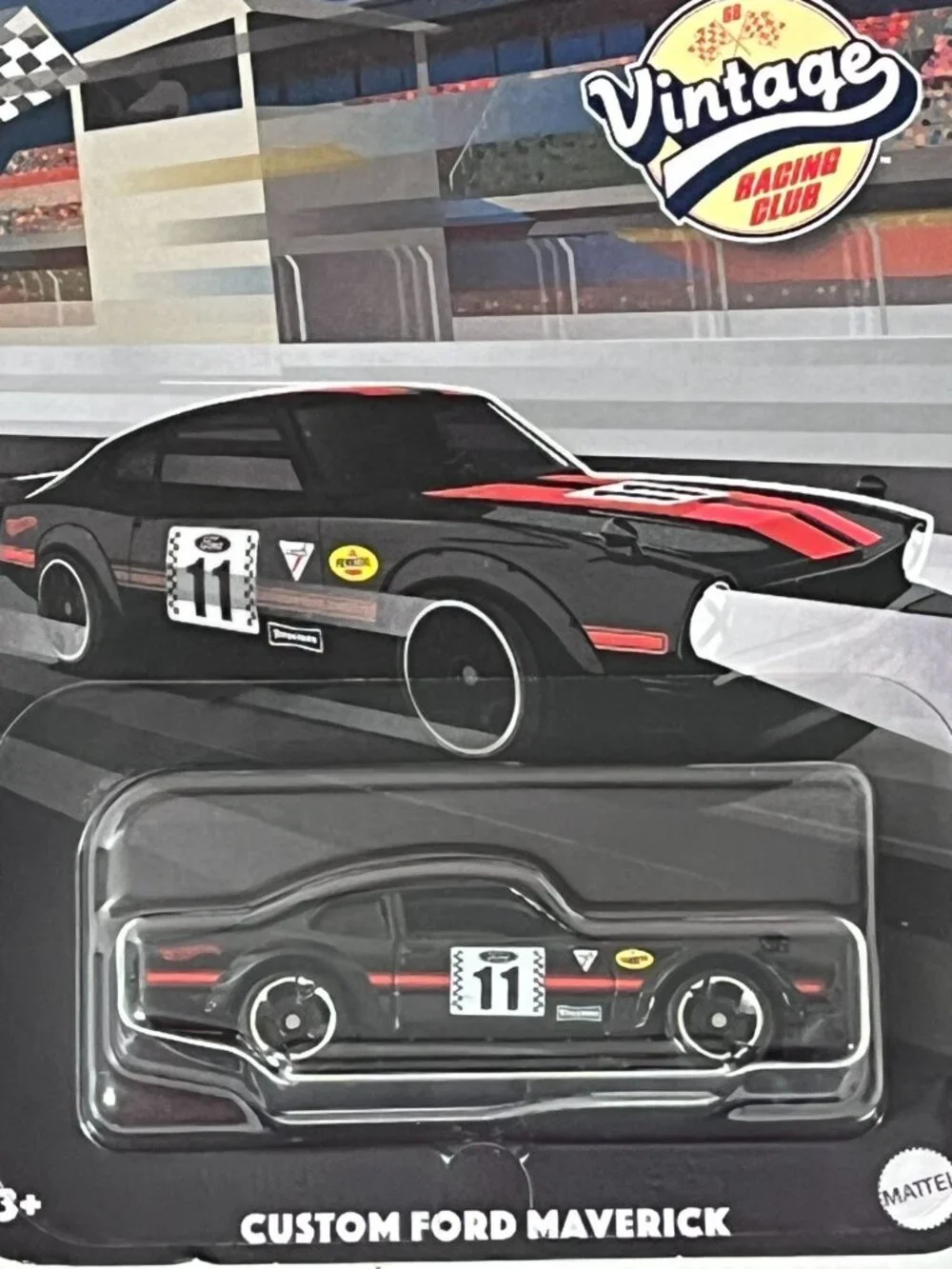 Hot Wheels Custom Ford Maverick Vintage Racing Club 4/5 Black Muscle Car NOC